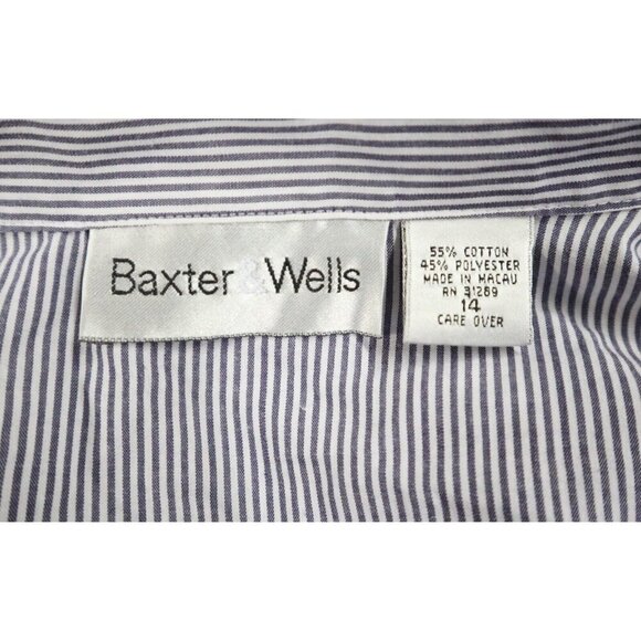 WOMEN'S STRIPED FLORAL EMBROIDERED BUTTON UP SHIRT - BAXTER & WELLS - SIZE 14 - Picture 10 of 10